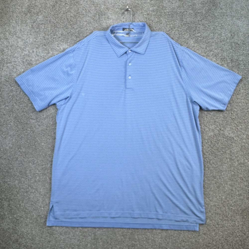 Peter Millar Polo Shirt Men XXL Blue Striped Summer Comfort Performance Golf